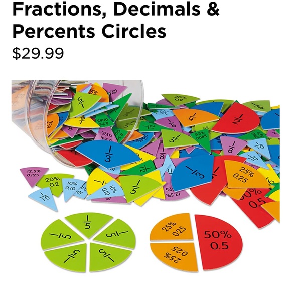 Lakeshore Fractions, Decimals, & Percents Circles 350 Pieces - Picture 2 of 2